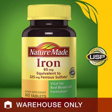 【美国直邮】补铁Nature Made Iron 65 mg., 365 Tablets