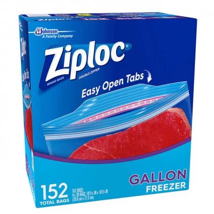 【美国直邮】Ziploc保鲜袋 152个 Ziploc Gallon Freezer Bags, 1