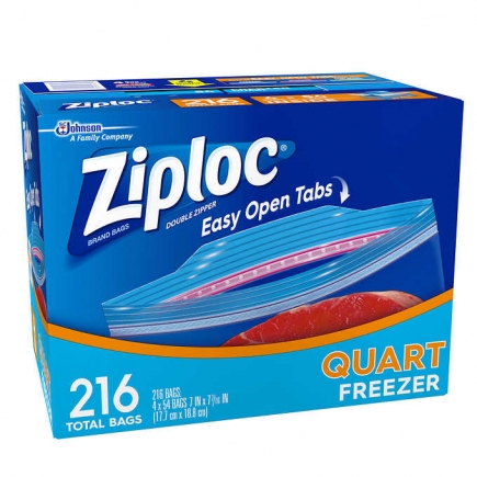 【美国直邮】Ziploc Double Zipper Quart Freezer Bags, 216