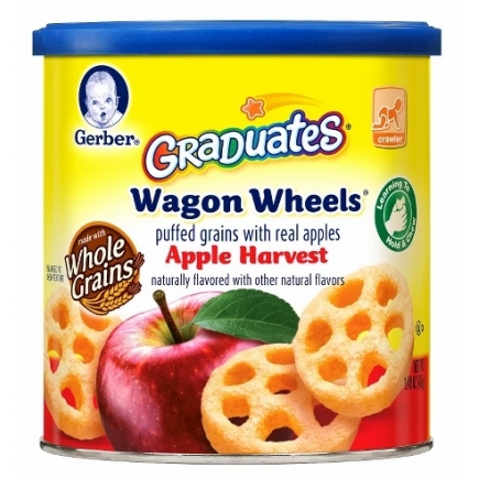 【美国直邮】嘉宝饼干泡芙辅食Gerber Wagon Wheels, Apple Harvest,