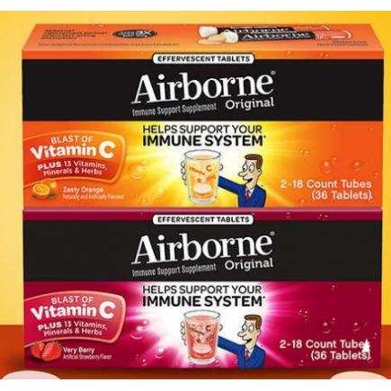 【美国直邮】维生素C Airborne Immune Support, 36 Effervescen