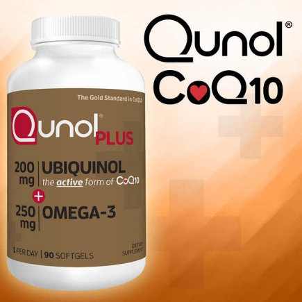 【美国直邮】Qunol Plus Ubiquinol 200 mg.CoQ10 Omega-3, 9